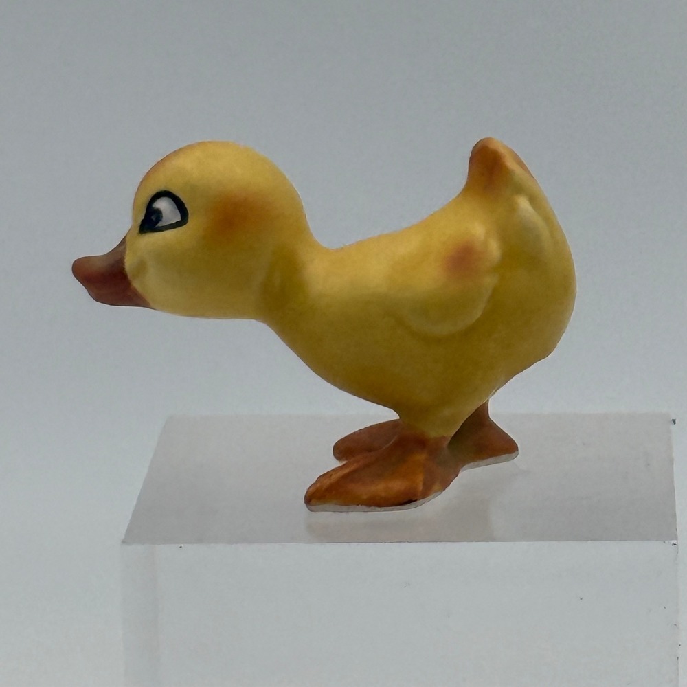 Vintage Miniature Yellow Duckling Figurine Matte Porcelain Bird Collectible